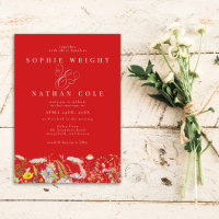 Spring Summer Wildflower Fiery Red Boho Wedding