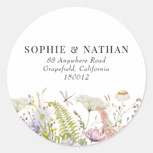 Spring Summer Wildflower Wedding Round Stickers