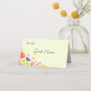 Spring Summer Wildflowers Wedding Place Card