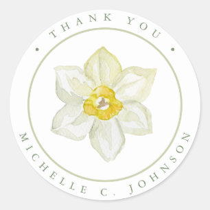 Spring Summer Yellow Flower Thank You Classic Round Sticker