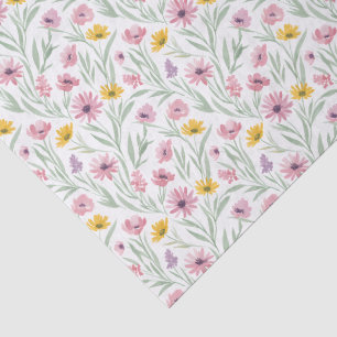 Spring Summer Yellow Pink Purple Floral Watercolor Tissue Paper