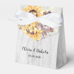 Spring Sunflower and Purple Peony Wedding Favour Box
