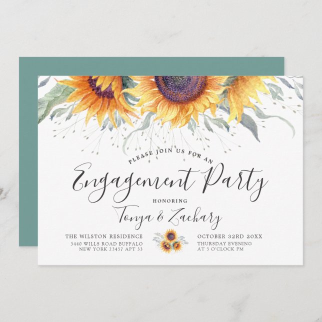 Spring Sunflower Bloom | Engagement Party Invitation (Front/Back)