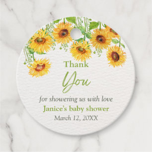 Spring Sunflower Floral Baby Shower Favour Tags
