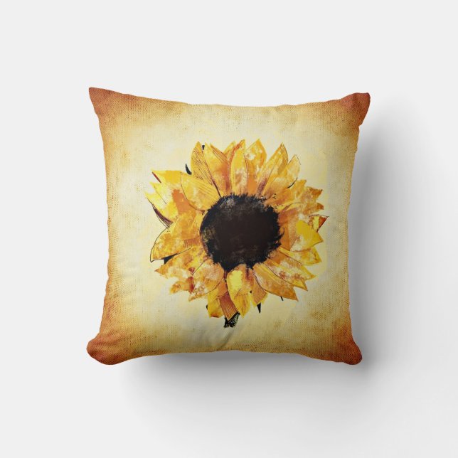 Spring Sunflower Watercolor Cushion (Front)