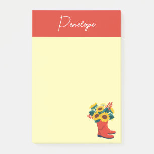 Spring Sunflowers and Rain Boots Post-it Notes