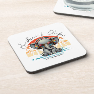Spring Sunshine and Ele-fun Retro Beach Getaway Coaster