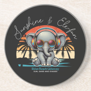 Spring Sunshine and Ele-fun Retro Beach Getaway Coaster