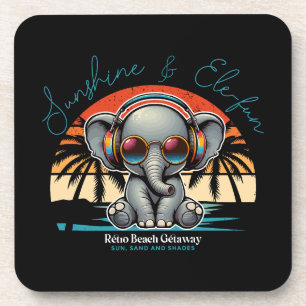 Spring Sunshine and Ele-fun Retro Beach Getaway Coaster