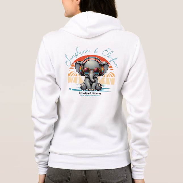Spring Sunshine and Ele-fun Retro Beach Getaway Hoodie (Back)