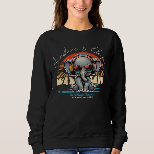 Spring Sunshine and Ele-fun Retro Beach Getaway Sweatshirt (Front)