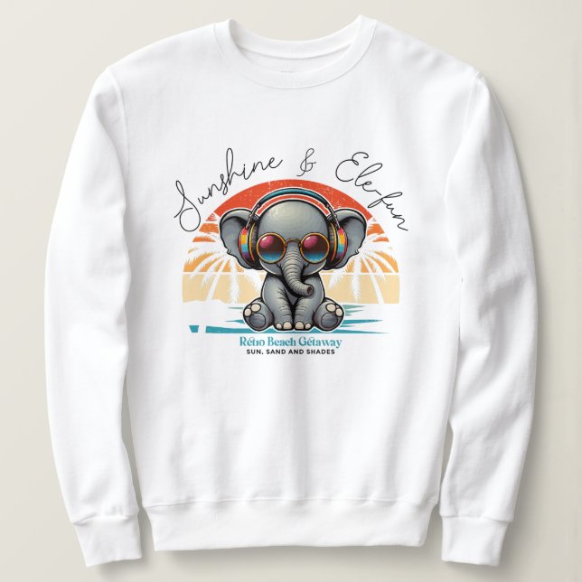 Spring Sunshine and Ele-fun Retro Beach Getaway Sweatshirt (Design Front)