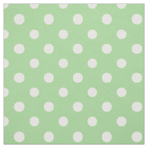 Spring Sunshine White on Green Polka Dots Fabric