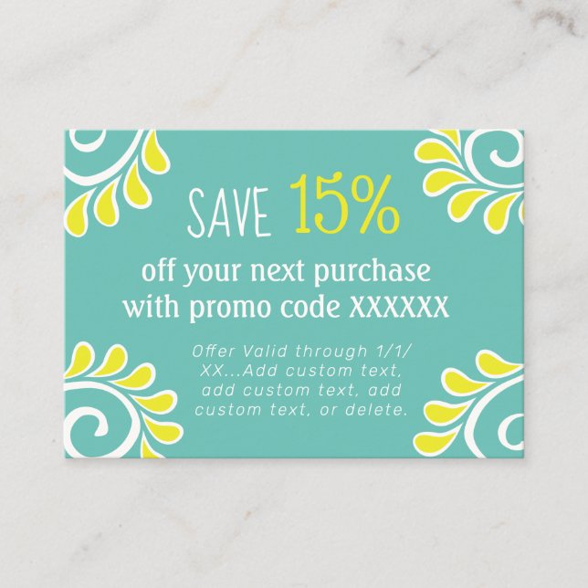 Spring Swirl Promo Code Discount Card (Front)