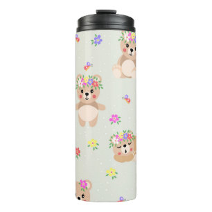 Spring teddy bear thermal tumbler