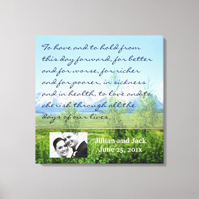 Spring Tetons WEDDING Vows Display Canvas Print (Front)