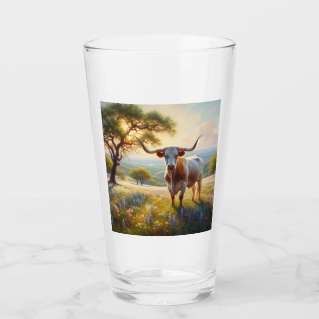Spring Texas longhorn cow  Glass (Front)