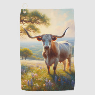 Spring Texas longhorn cow Golf Towel
