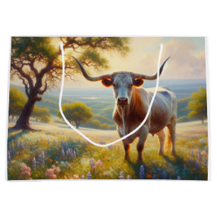 Spring Texas longhorn cow  Large Gift Bag