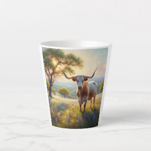 Spring Texas longhorn cow  Latte Mug