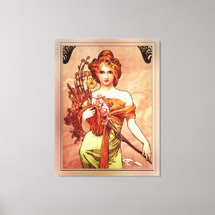 Spring The Golden Beauty by Alphonse Mucha Canvas Print