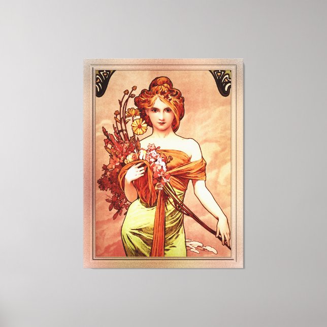 Spring The Golden Beauty by Alphonse Mucha Canvas Print (Front)
