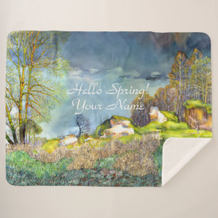 Spring thunderstorm painting Sherpa Blanket
