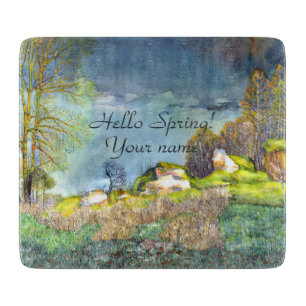 Spring thunderstorm painting Watercolor Cutting Board