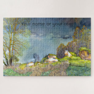 Spring thunderstorm painting Watercolor Jigsaw Puzzle