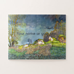 Spring thunderstorm painting Watercolor Jigsaw Puzzle