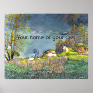 Spring thunderstorm painting Watercolor Poster