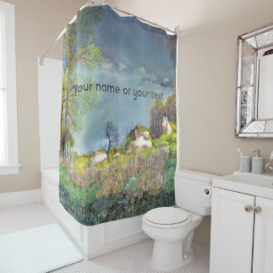 Spring thunderstorm painting Watercolor Shower Curtain