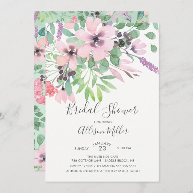 Spring Time Flowers Bridal Shower Invitation (Front/Back)