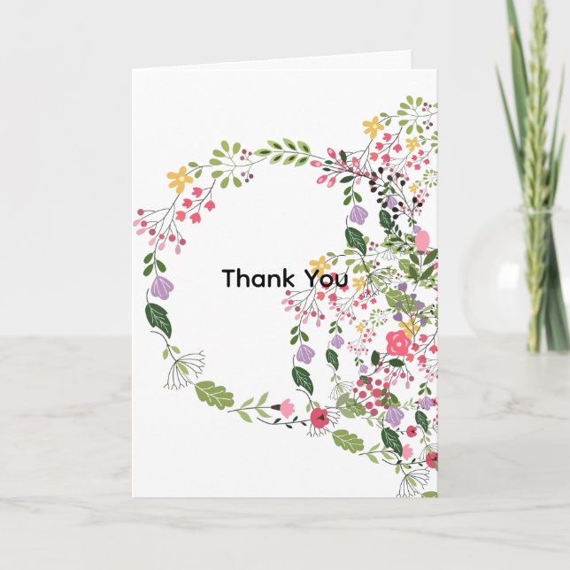 Spring Time Flowers Thank You  Card (Front)