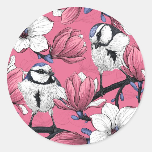 Spring time in pink classic round sticker (Front)
