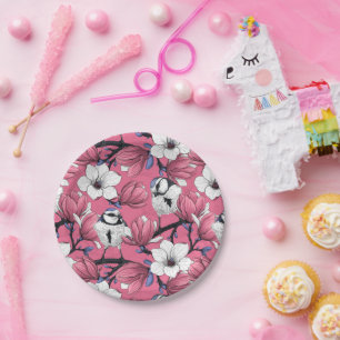 Spring time in pink paper plate
