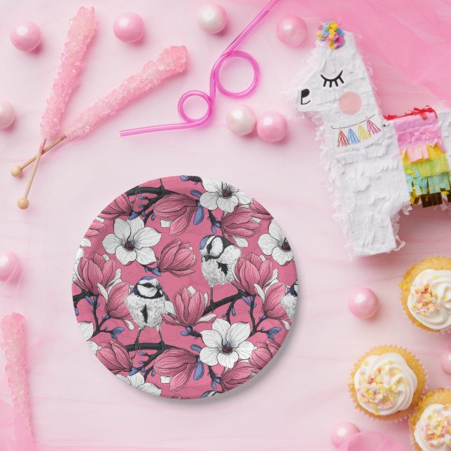 Spring time in pink paper plate (Party)