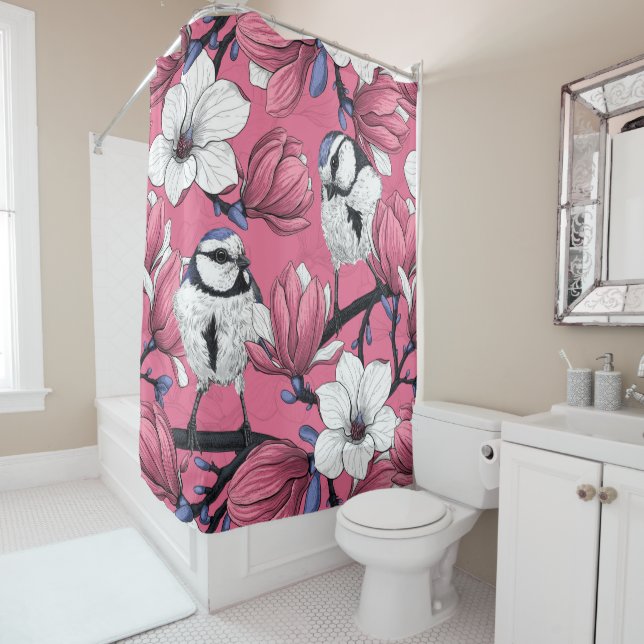 Spring time in pink shower curtain (In Situ)