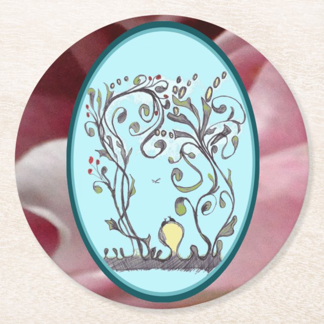 Spring Time Vines Just Wanna Have Some Fun  Round Paper Coaster (Front)