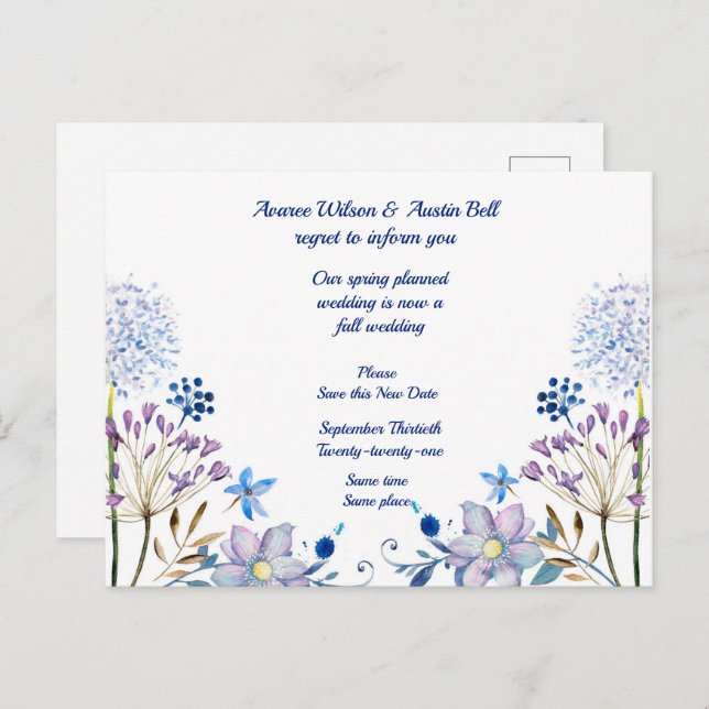 Spring to Fall Wedding Postponement Announcement P (Front/Back)