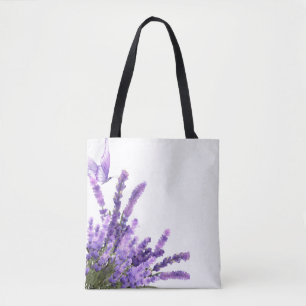 spring tote bag, lavender flowers bag