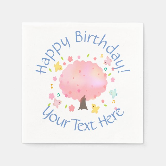 Spring Tree & Birds Custom Napkin (Front)