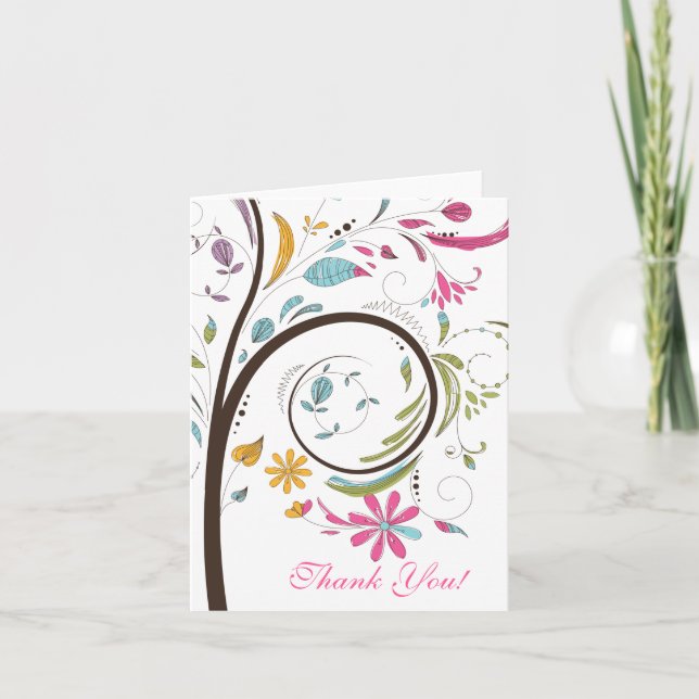 Spring Tree Bridal Shower Thank You Note Card (Front)