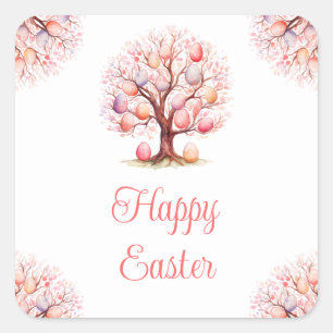 Spring Tree Easter Egg Hunt Square Sticker