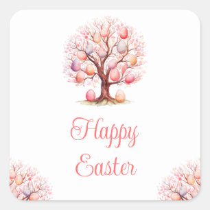Spring Tree Easter Egg Hunt Square Sticker