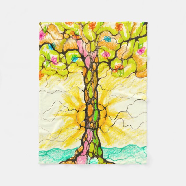 Spring tree fleece blanket (Front)