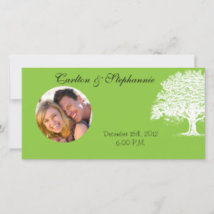 Spring Tree Green/Black Wedding Photo Announcement