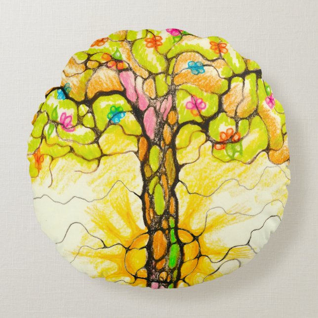 Spring tree round cushion (Front)
