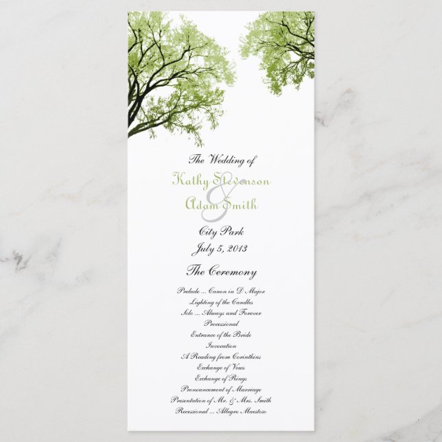 Spring Trees 2 Wedding Program Programme (Front)