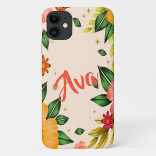 Spring Tropical Floral Custom Name Case-Mate iPhone Case